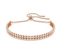 Swarovski Pulsera Tennis Matrix, Colección Matrix, Talla Redonda, Cierre de Bola Deslizante, Baño en Tono Oro Rosa, Blanca