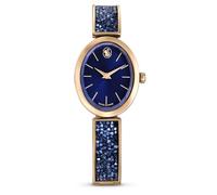 Swarovski Reloj Crystal Rock Oval, Brazalete de Metal, Acabado en Tono Oro Rosa, Azul, Fabricado en Suiza