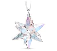 Swarovski Decoración Estrella, Shimmer, 307 Facetas, Diseño Tridimensional, Mediana, Cinta de satén, Detalle Festivo, Metal, Blanco