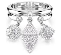 Swarovski dextera - anillo para mujer chapado en rodio con bola y cubo