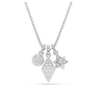 Colgante Dextera, Talla redonda, Esfera y cubo, Blanco, Baño de rodio OS