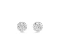 Swarovski Dextera - Pendientes de tuerca chapados en rodio con esfera de corte redondo, color blanco, 0.6 cm x 0.6 cm, Cristal, Cristales