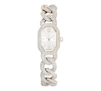 Swarovski Dextera Reloj Suizo de Acero Inoxidable con Pulsera de Cristal para Mujer, Color Blanco/Oro Rosa, Blanco/Oro Rosa, Clásico
