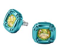 SWAROVSKI Dulcis - Pendientes de tuerca, cristales amarillos de corte cojín en un ajuste azul brillante brillante, parte de la colección Dulcis