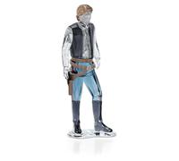 Swarovski Figura Star Wars Han Solo, Diseño del Contrabandista Han Solo Que Brilla en Marrón, Azul, Gris y Cristal Transparente, con Rayas Rojas Impresas en Sus Pantalones, Tono Dorado, Multicolor
