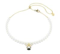 Swarovski Gargantilla Idyllia, Perla de cristal, Tallas mixtas, Abeja, Blanca, Baño tono oro