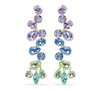 Swarovski Pendientes largos de Gema de corte mixto con forma de candelabro, multicolor, chapado en oro