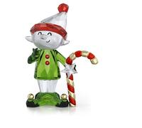 Swarovski Holiday Cheers, Decoración Dulcis Elfo con Bastón de Caramelo, Figura de Cristal con 350 facetas, Elaborado en Brillantes Colores Festivos, Objeto Decorativo Coleccionable, Verde