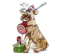 Swarovski Holiday Cheers Dulcis, Figura de Reno Decorativa de Cristales Transparentes con Detalles Lacados en Blanco