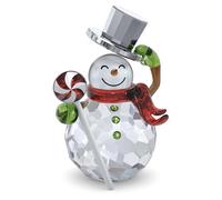 Swarovski Holiday Cheers Muñeco de Nieve Dulcis, Detalles Verdes, Rojos y Metálicos