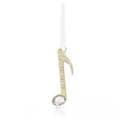 Swarovski Holiday Magic, Decoración Nota Musical, Figura de Nota Musical con Cinta de Grosgrain Blanca, en Metal con un Baño en Tono Oro Champán y Cristales Transparentes, Tono Dorado