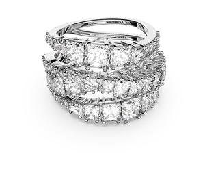 Swarovski Hypberola - Anillo de corte mixto, transparente, acabado de rodio
