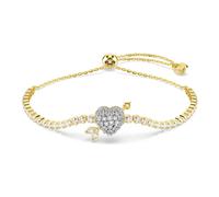 Swarovski Pulsera Idyllia – Tallas mixtas – Corazón con flecha – Blanca, baño tono oro