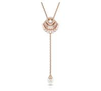 Colgante en Y Idyllia, Perla de cristal, Concha de mar, Blanco, Baño tono oro rosa OS