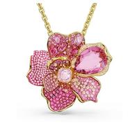 Colgante y broche Idyllia, Pavé, Flor, Rosas, Baño tono oro