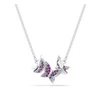 Swarovski Idyllia Collar, Talla Redonda, Mariposa, Morado, Baño De Rodio