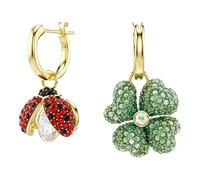 Pendientes Idyllia, Conjunto (3), Mariquita, trébol, fresa, Multicolores, Acabado en oro de 18 quilates OS