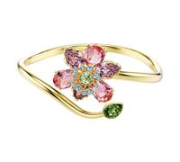 Swarovski Brazalete Idyllia, Tallo en Espiral, Motivo Floral Central, Cristales de Diferentes Formas y Colores, Cierre Wonderclick, Baño Tono Oro, Colección Idyllia