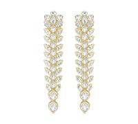Swarovski Idyllia - Pendientes largos bañados en oro con cristales blancos largos de corte mixto