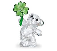 SWAROVSKI Kris Bears - Figura de Amuleto de la Suerte, Cristal Transparente con un Acento de trébol Verde de Cuatro Hojas, Parte de la colección Kris Bears