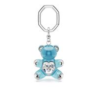 Swarovski Llavero Teddy, Llavero de Osito Elaborado en Resina Rosa Ligera que Incorpora un Eslabón Octogonal, en el Centro Viene con un Corazón de Cristal, Baño de Rodio, Azul