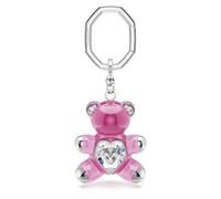 Swarovski Llavero Teddy, Llavero de Osito Elaborado en Resina Rosa Ligera que Incorpora un Eslabón Octogonal, en el Centro Viene con un Corazón de Cristal, Baño de Rodio, Rosa