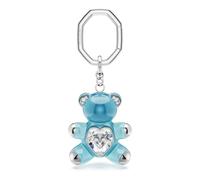 Swarovski Llavero Teddy, Llavero de Osito Elaborado en Resina Rosa Ligera que Incorpora un Eslabón Octogonal, en el Centro Viene con un Corazón de Cristal, Baño de Rodio, Azul