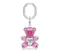 Swarovski Llavero Teddy, Llavero de Osito Elaborado en Resina Rosa Ligera que Incorpora un Eslabón Octogonal, en el Centro Viene con un Corazón de Cristal, Baño de Rodio, Rosa