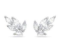 Swarovski Louison 5646728 - Pendientes de tuerca para mujer, diseño de hoja, color blanco, chapado en rodio