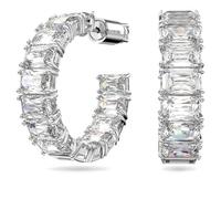 Swarovski Pendientes de aro Millenia, talla octogonal, blancos, baño de rodio