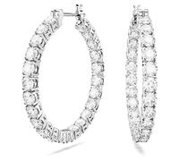 Swarovski Matrix Colección pendientes de aro, talla redonda, chapado en rodio