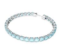 Swarovski Pulsera Matrix Tennis - Azul, Talla redonda, Baño de rodio