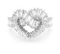 Swarovski Matrix Motif Anillo engarzado en forma de corazón con cristales transparentes en montura rodiada, Talla 50, de la Colección Matrix de Swarovski