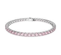 Swarovski Matrix - Pulsera de tenis, corte redondo, color rosa, acabado de rodio