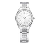 Swarovski Matrix Reloj con Fecha, Swiss Made, Pulsera De Metal, Tono Plateado, Acero Inoxidable