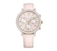 Swarovski Matrix Tennis Chrono - Reloj crono, fabricado en Suiza, correa de cuero, acabado en tono oro rosa