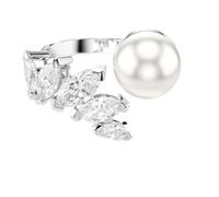 Swarovski Mesmera Anillo Abierto, Crystal Pearl, Talla Marquesa, Blanco, Baño De Rodio