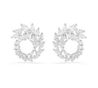 Swarovski Mesmera Pendientes De Aro, Talla Marquesa, Blanco, Baño De Rodio