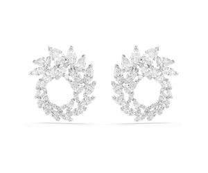 Swarovski Mesmera Pendientes De Aro, Talla Marquesa, Blanco, Baño De Rodio
