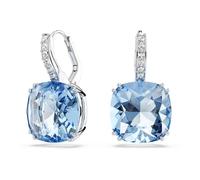 Swarovski Millenia Pendientes Colgantes, Talla Cojín, Azul, Baño De Rodio