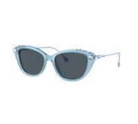 Swarovski Mujer Sunglass SK6010 - Color del Marco: Opalino y azul claro, Color de la Lente: Gris Oscuro