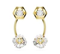Swarovski Numina - Pendientes chapados en oro, corte mixto, 3,3 x 1 cm, color blanco, 3.3 cm x 1 cm, Cristal, Cristal