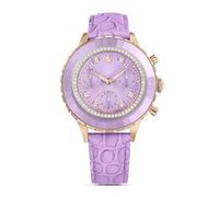 Swarovski Reloj Octea Chrono Fabricado en Suiza, Correa de piel, Morado, Oro rosa