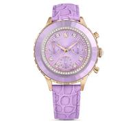 Swarovski Octea Chrono - Reloj suizo, correa de cuero, morado, acabado en tono oro rosa