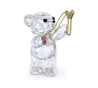 Swarovski Oso Kris Te Mando Amor, Figura Elaborada con 425 Facetas, Oso Disparando un Corazón Rosa, Tirachinas de Metal en Tono Oro, Figura Decorativa, Colección Oso Kris