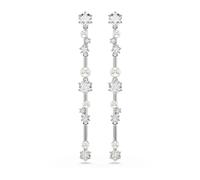 Swarovski Pendientes Constella, Crystal Pearl, Tallas redondas, Blancos, Baño de rodio