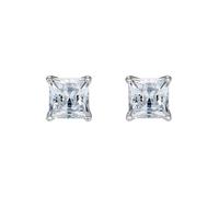 Pendientes de botón Attract, Talla cuadrada, Blancos, Baño de rodio OS