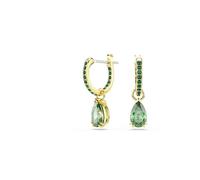 Swarovski Pendientes Attract, Talla pera, Verdes, Baño tono oro