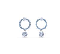 Swarovski Pendientes Attract, Talla redonda, Azules, Baño de rodio
