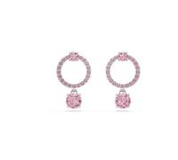 Swarovski Pendientes Attract, Talla redonda, Rosas, Baño de rodio
